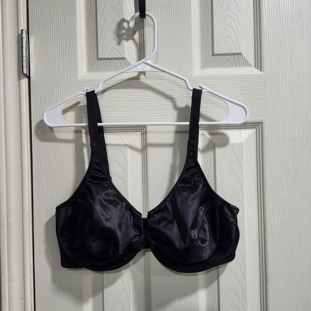 Cabernet‎ 40DD Black Satin Underwire Bra Full Coverage Adjustable Straps